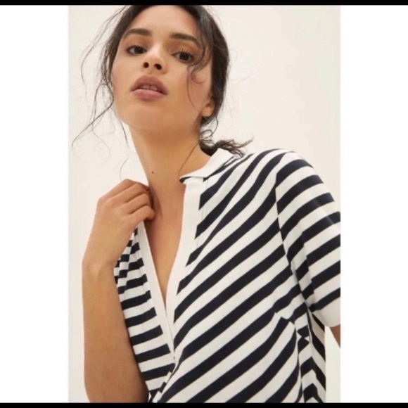 Anthropologie Striped Polo Rugby Mini Dress Black and White. Small NWOT - Picture 5 of 10